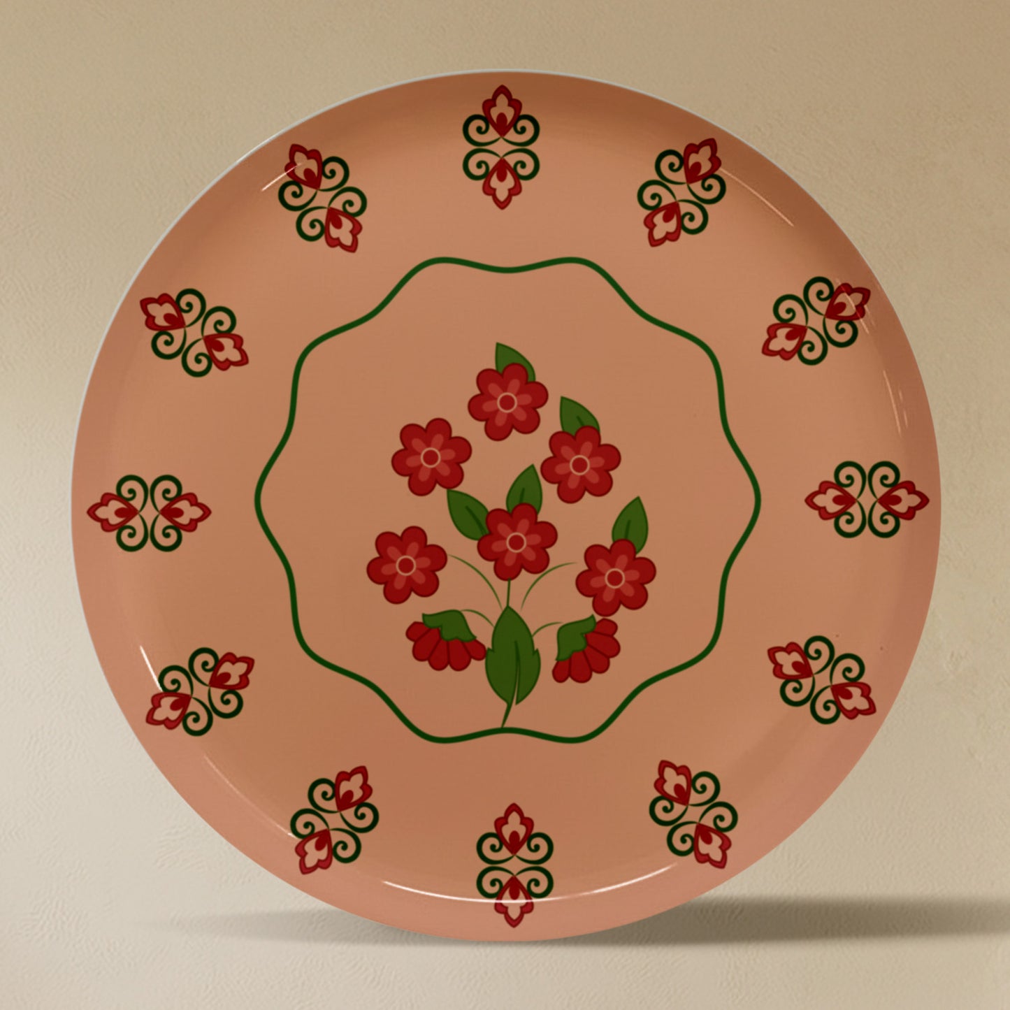 Ethnic Floral Mandala Metallic Wall Plate Set of 6
