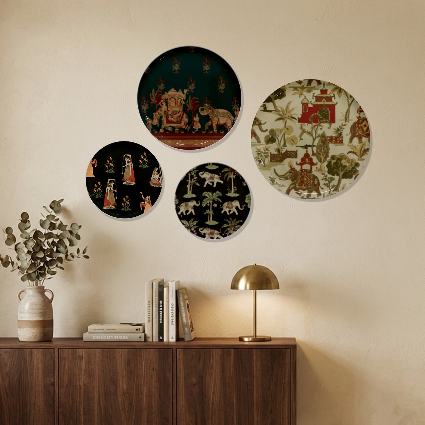 Vintage Botanical Metallic Wall Plate Set of 4
