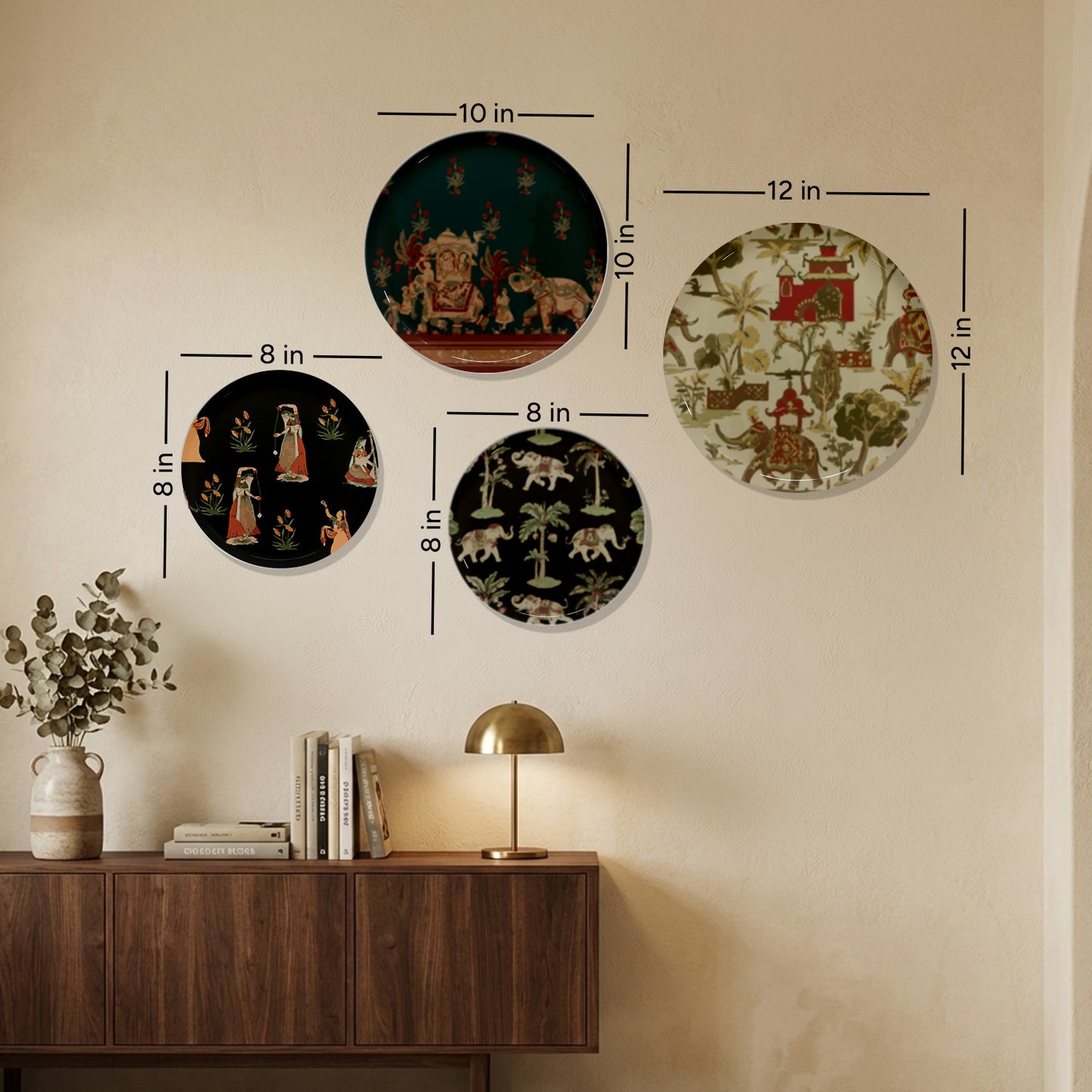 Vintage Botanical Metallic Wall Plate Set of 4