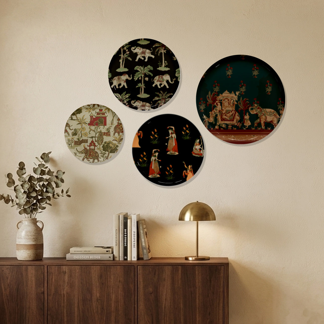 Midnight Floral Metallic Wall Plate Combo Set of 4
