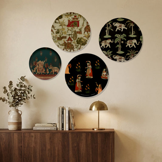 Classic Dark Bloom Metallic Wall Plate Set of 4