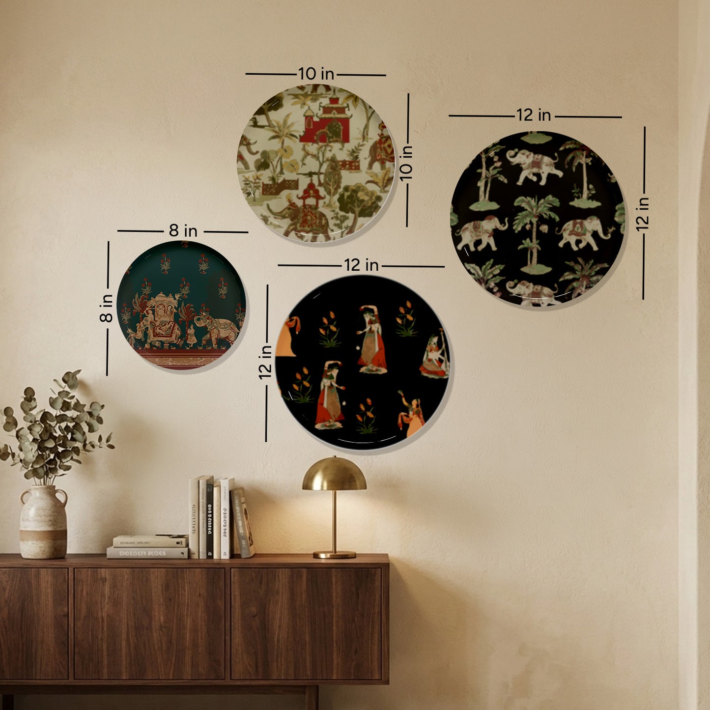 Classic Dark Bloom Metallic Wall Plate Set of 4
