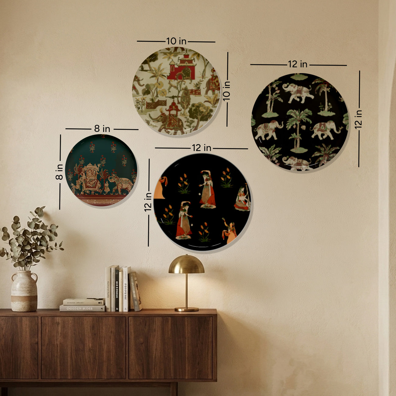 Classic Dark Bloom Metallic Wall Plate Set of 4