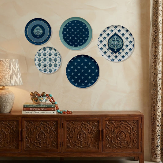 Indigo Medallion Metallic Wall Plate Combo Set of 5