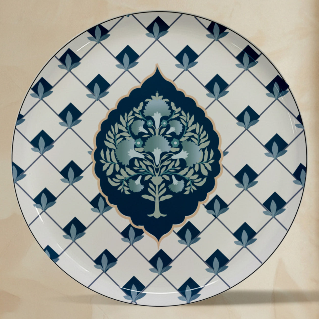 Indigo Medallion Metallic Wall Plate Combo Set of 5
