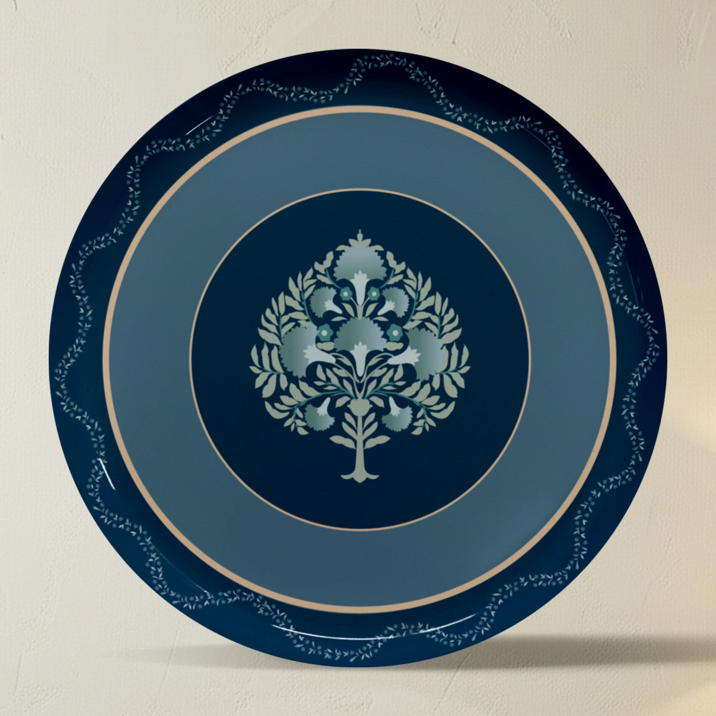Indigo Medallion Metallic Wall Plate Combo Set of 5