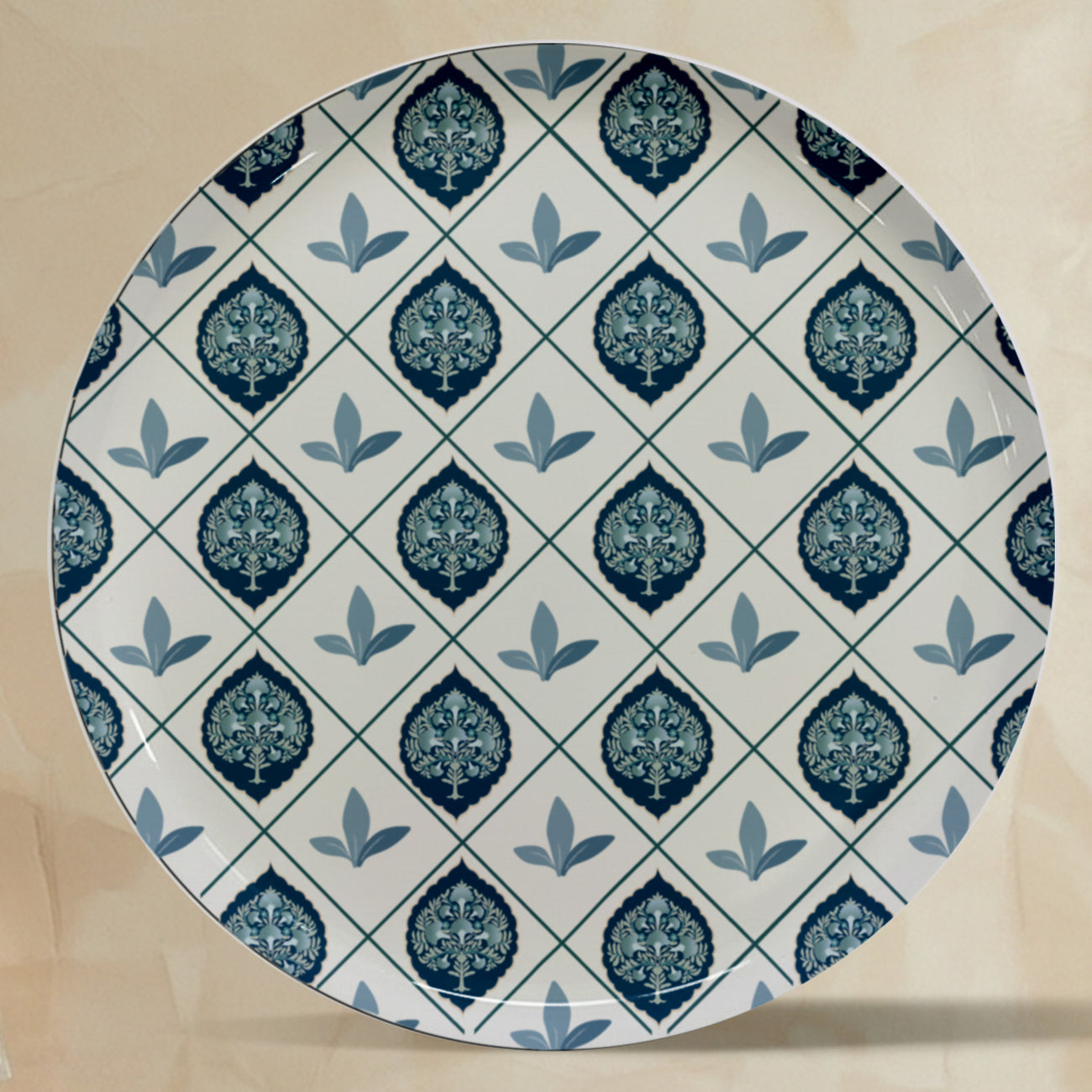 Navy & Sky Blue Metallic Wall Plate Set of 5
