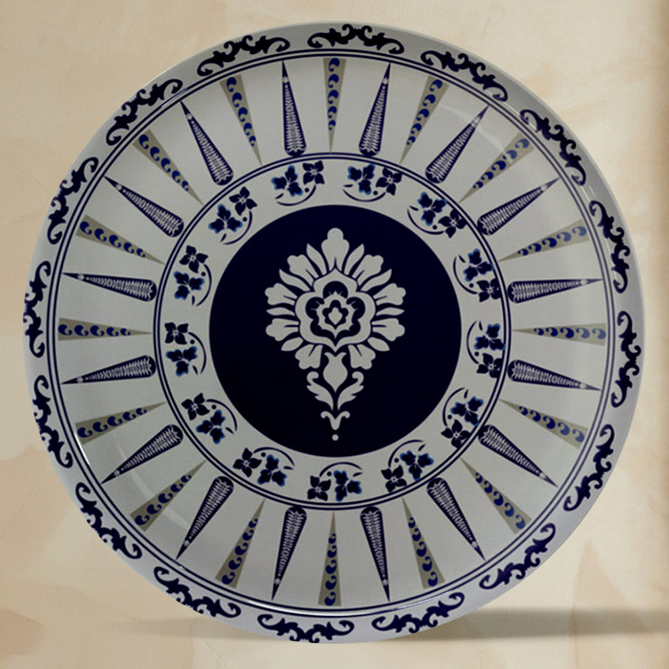 Royal Blue Starburst Metallic Wall Plate Set of 4
