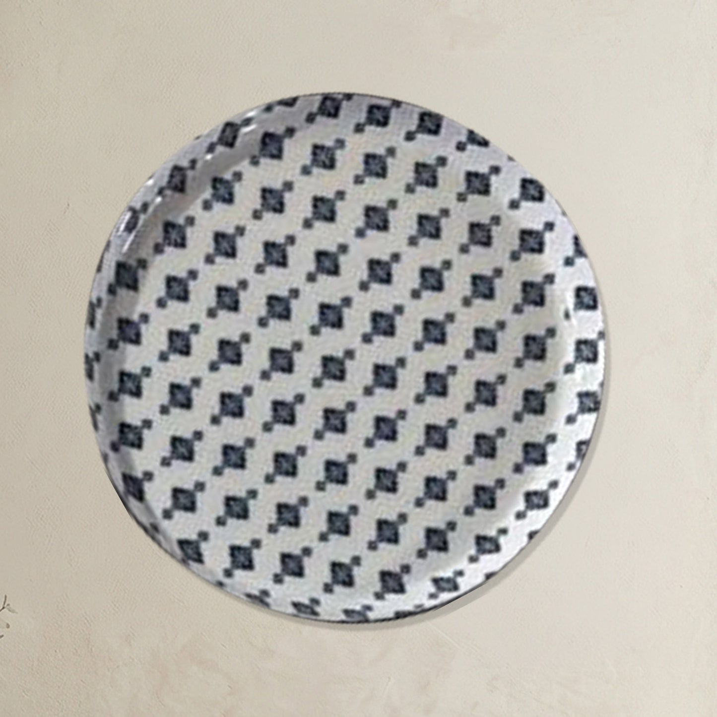 Blue & White Geometric Metallic Wall Plate Set of 8