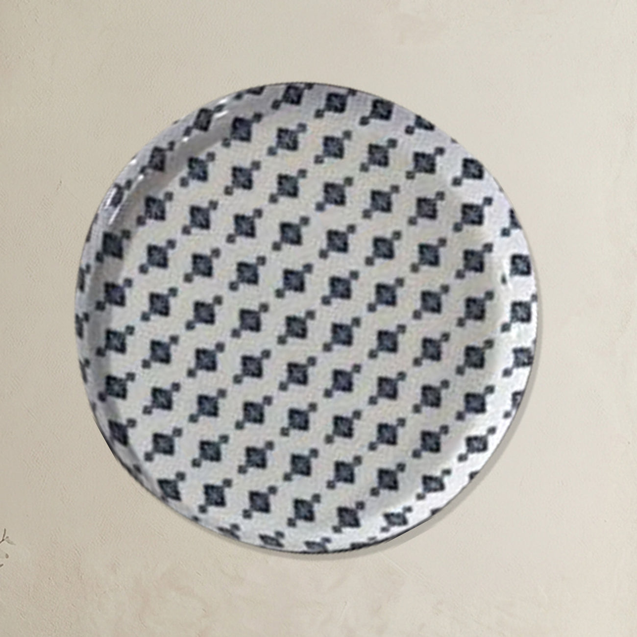 Blue & White Geometric Metallic Wall Plate Set of 8