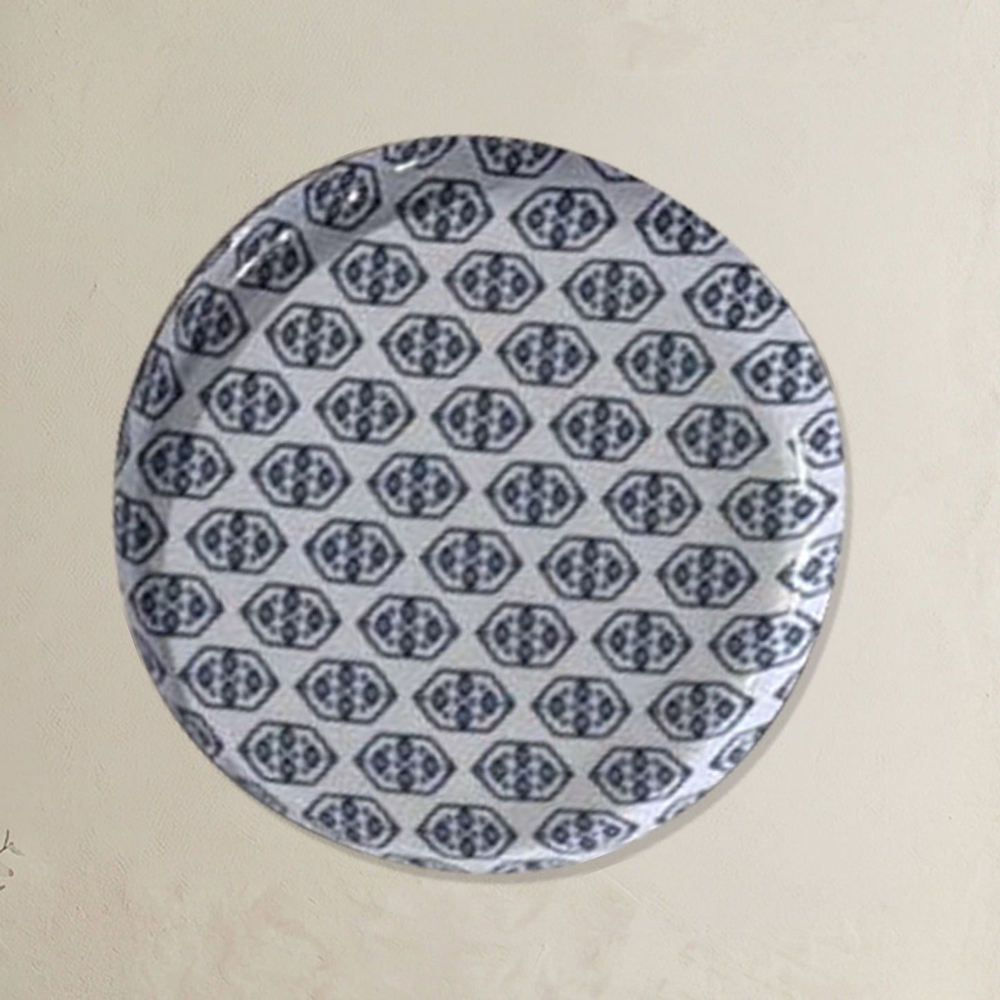 Blue & White Geometric Metallic Wall Plate Set of 8