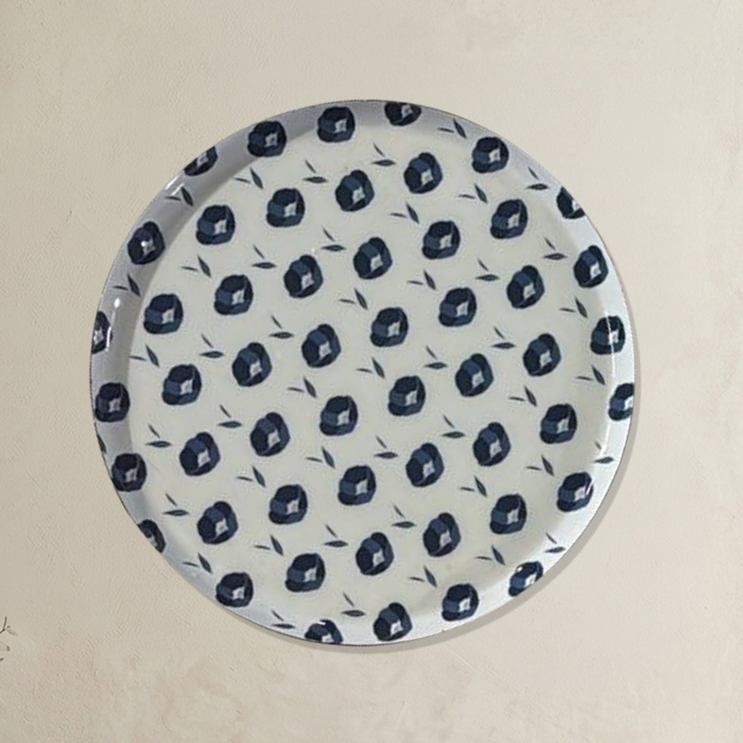 Blue & White Geometric Metallic Wall Plate Set of 8