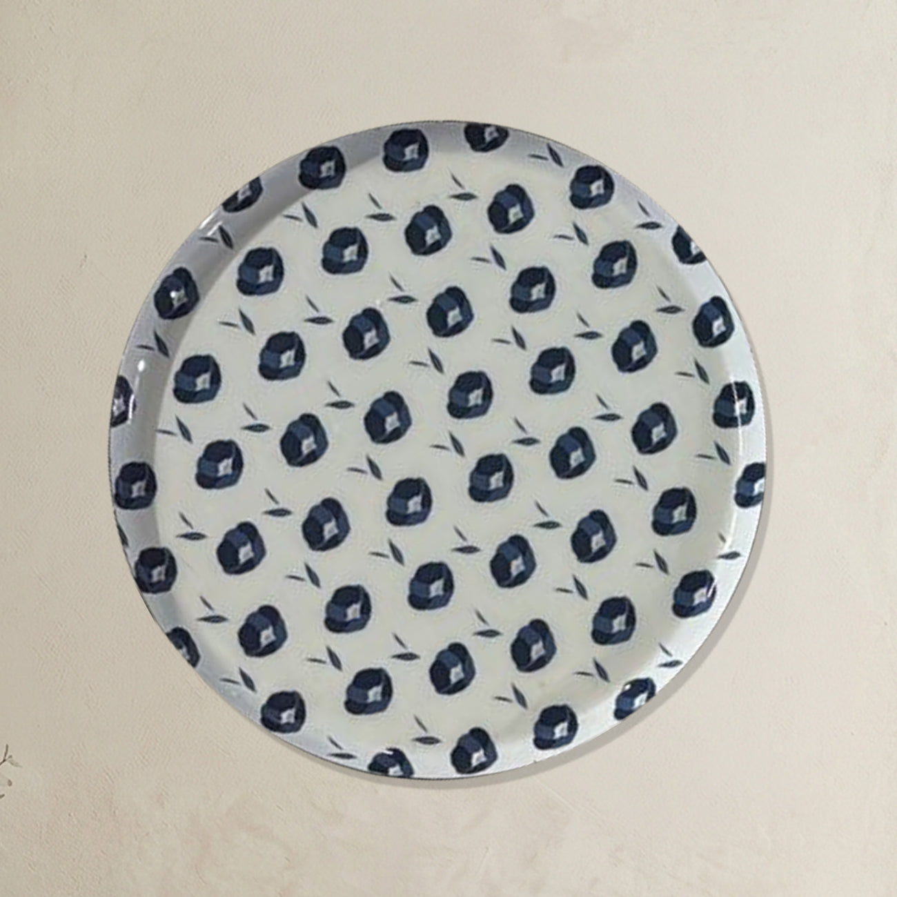Blue & White Geometric Metallic Wall Plate Set of 8