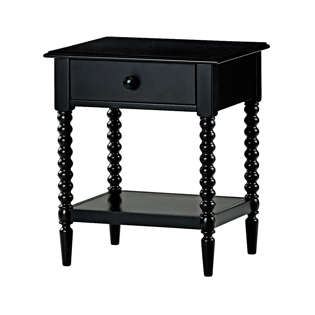 Jenny Lind 21" Black Wood Spindle Kids Nightstand with Drawer