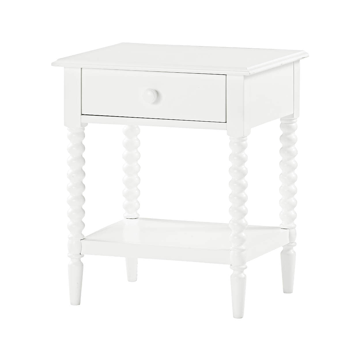Jenny Lind 21" White Wood Spindle Kids Nightstand with Drawer