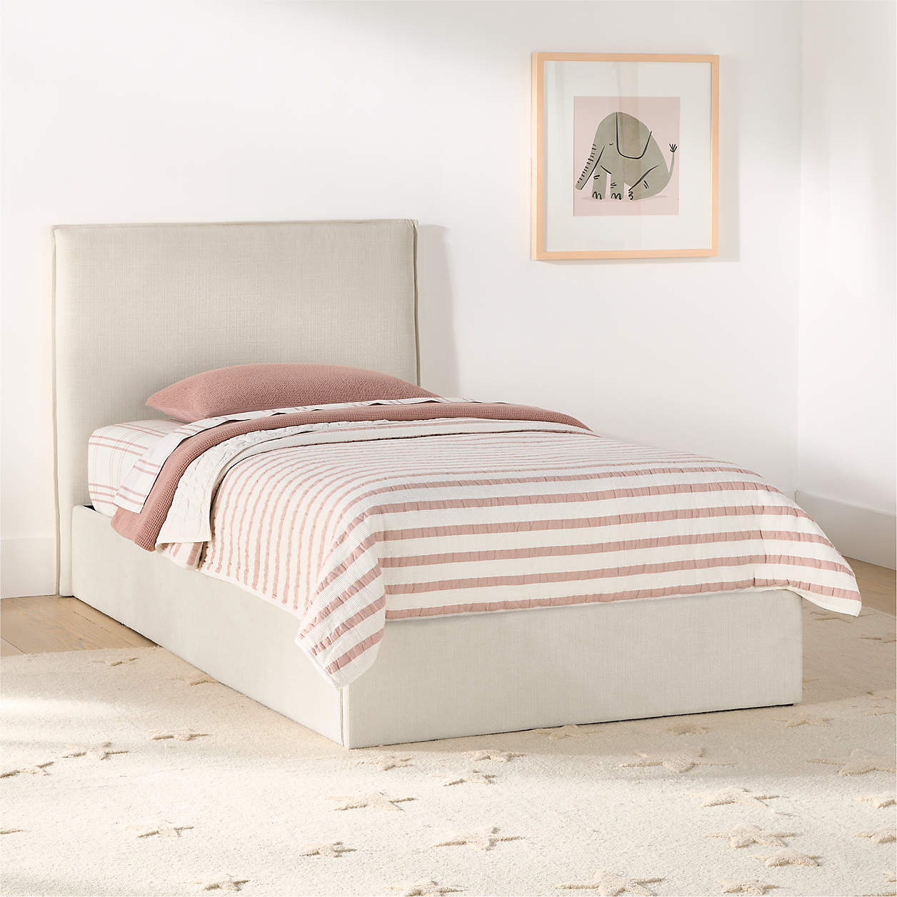 Block Design Cream Boucle Kids Big  Storage Bed