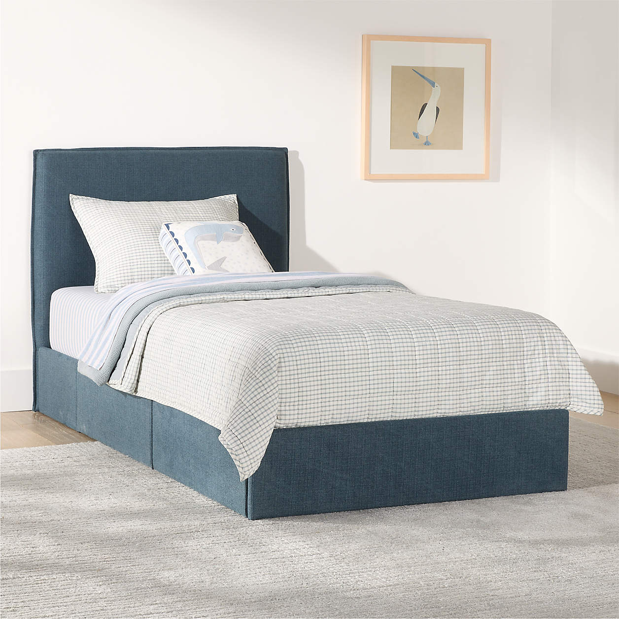 Block Design Denim Blue Boucle Kids Small  Storage Bed