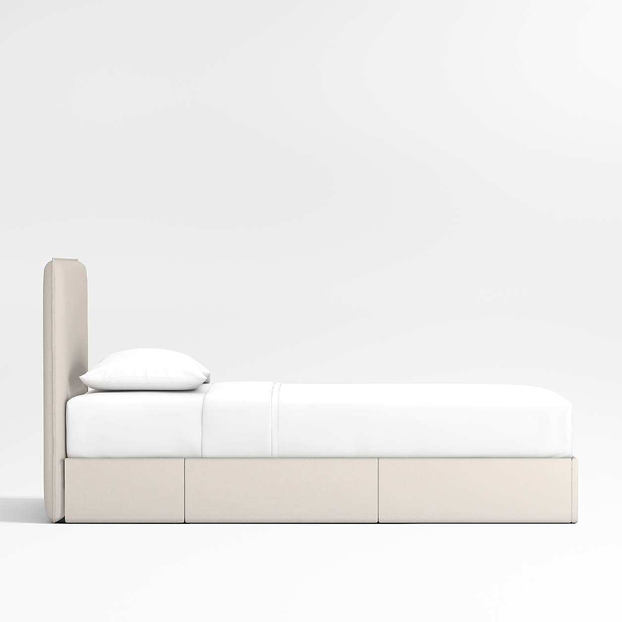 Block Design Cream Boucle Kids Small Hydraulic Storage Bed