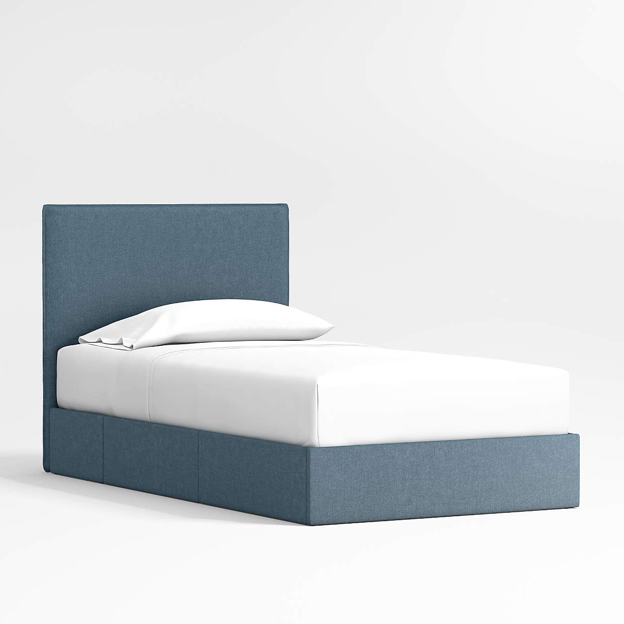 Block Design Denim Blue Boucle Kids Small Hydraulic Storage Bed