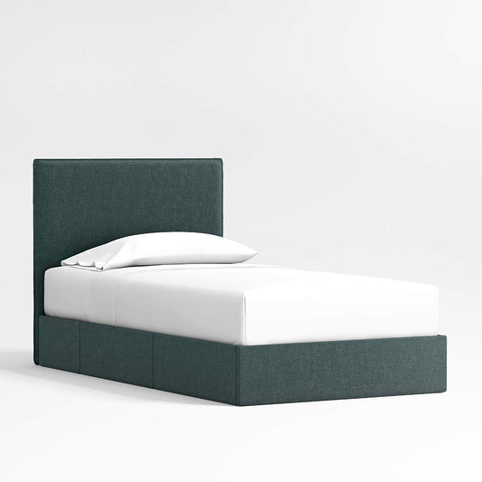 Block Design Jungle Green Boucle Kids Big Hydraulic Storage Bed