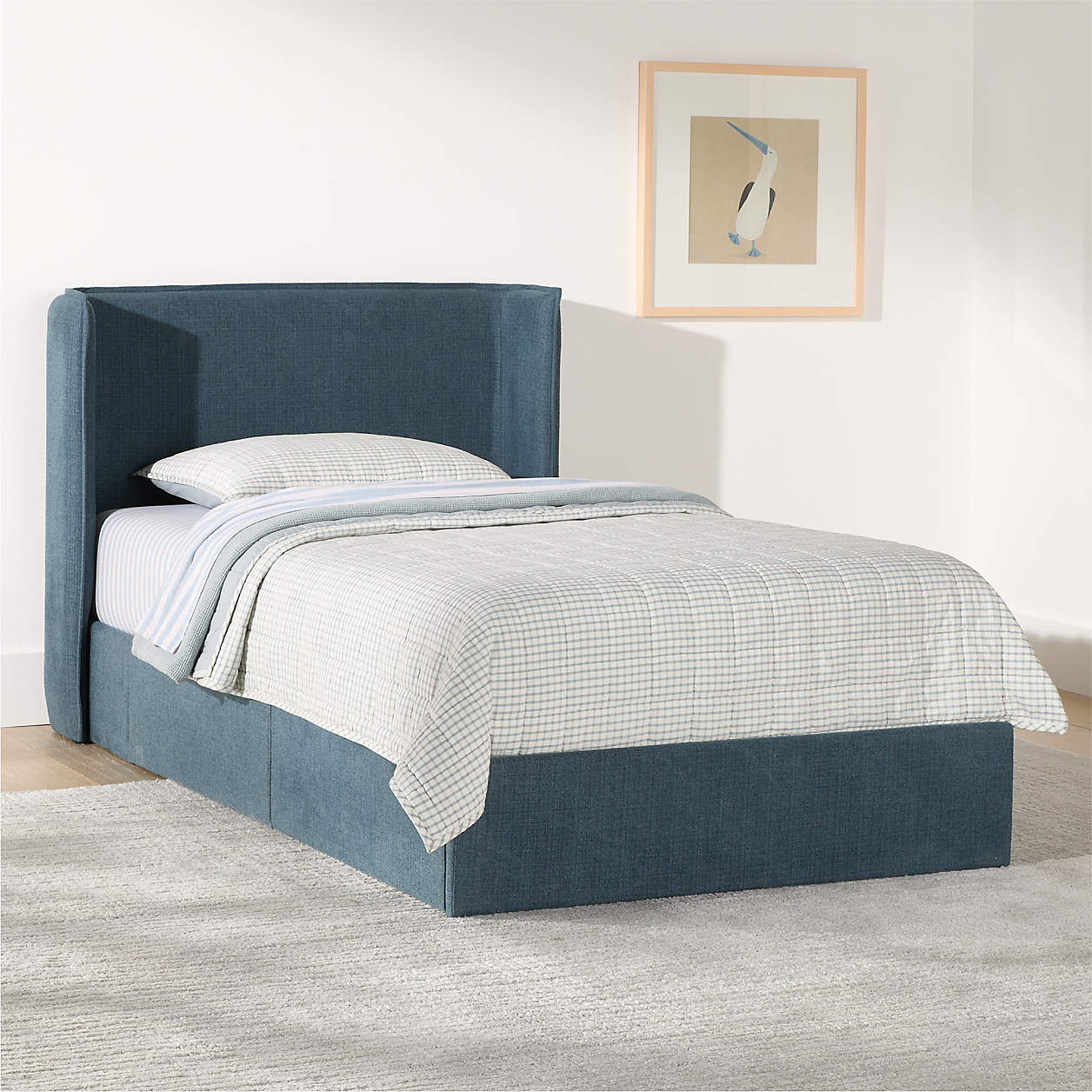 Blueberry Dream Boucle Kids Small Hydraulic Storage Bed