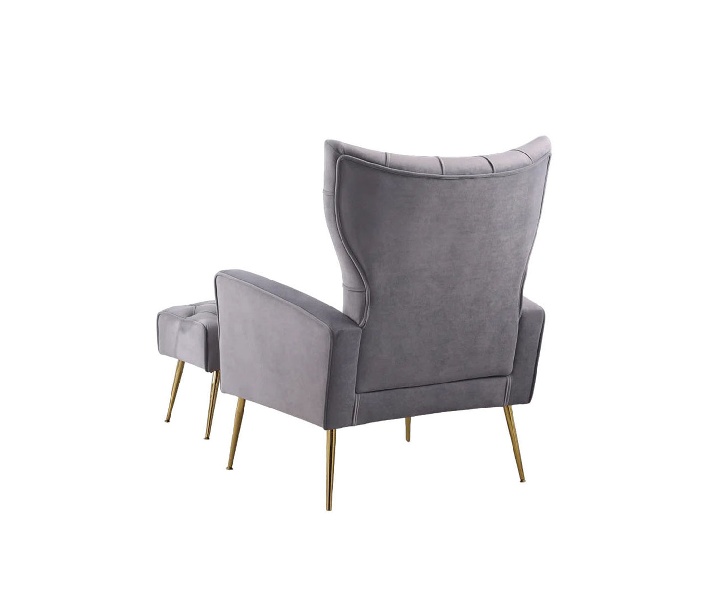 Online Chair & Ottoman Footrest Set Grey Best Price