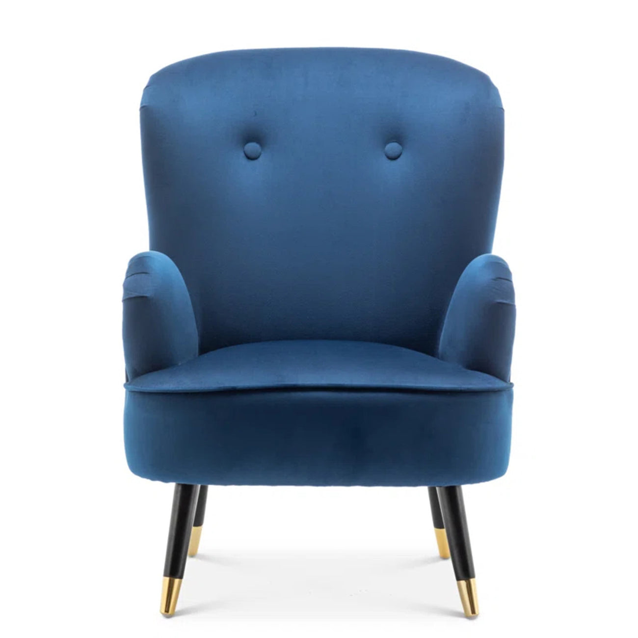 Online Velvet Barrel Chair With Ottoman Footrest Blue Best Price