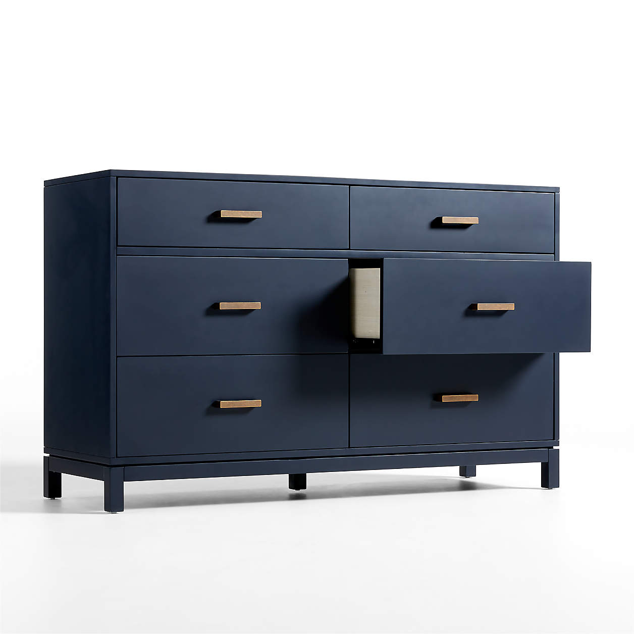 Parke 55" Navy Blue Wood 6-Drawer Kids Dresser