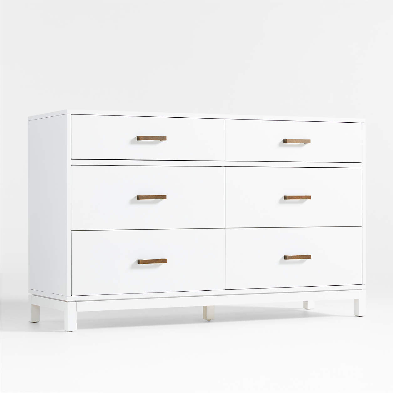 Parke 55" White Wood 6-Drawer Kids Dresser
