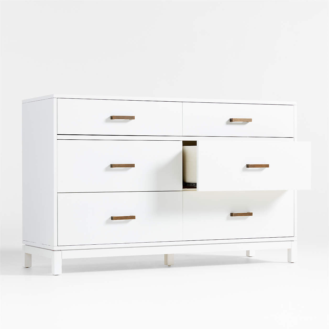 Parke 55" White Wood 6-Drawer Kids Dresser