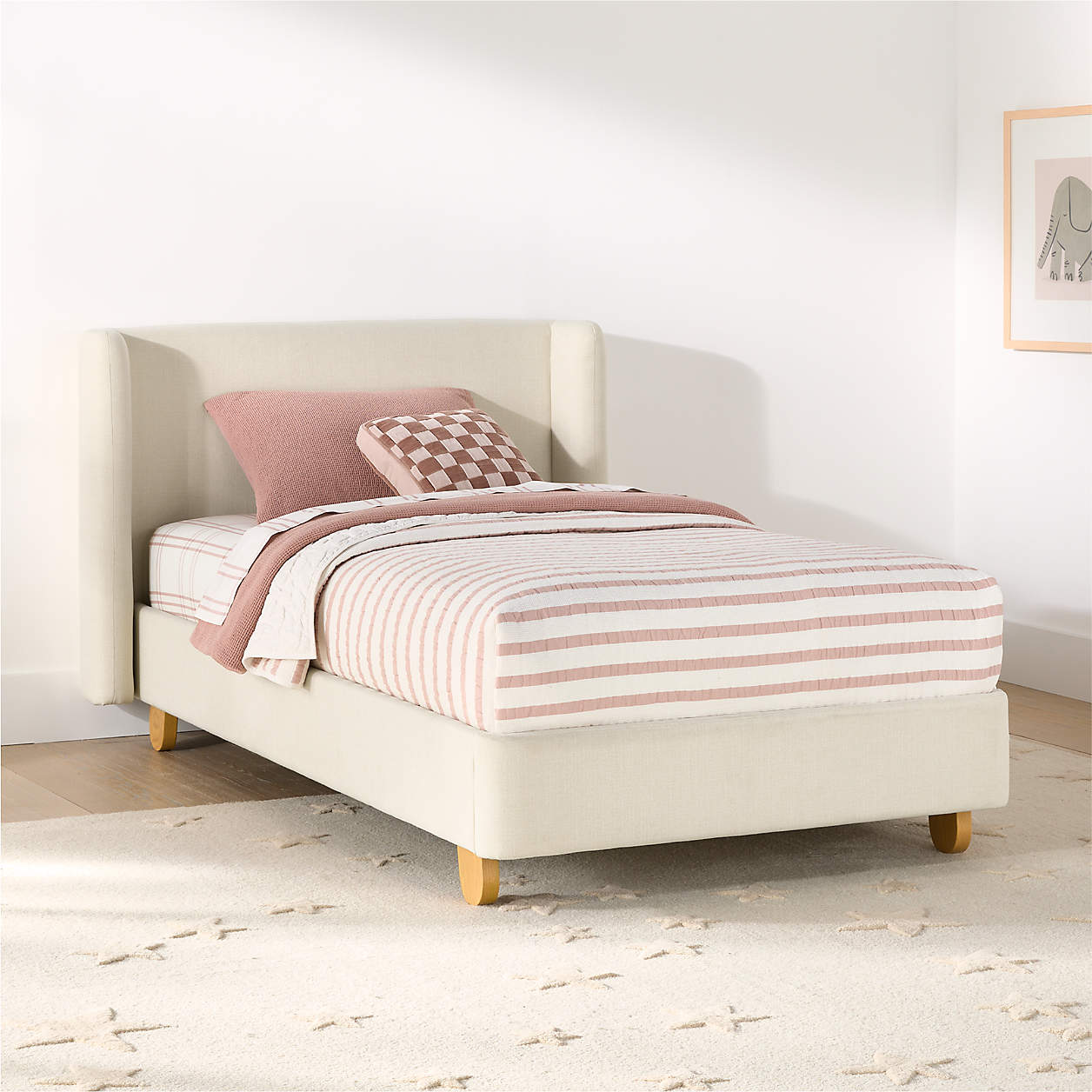 Soft Pearl Ivory Hued Kids Big Hydraulic Storage Bed