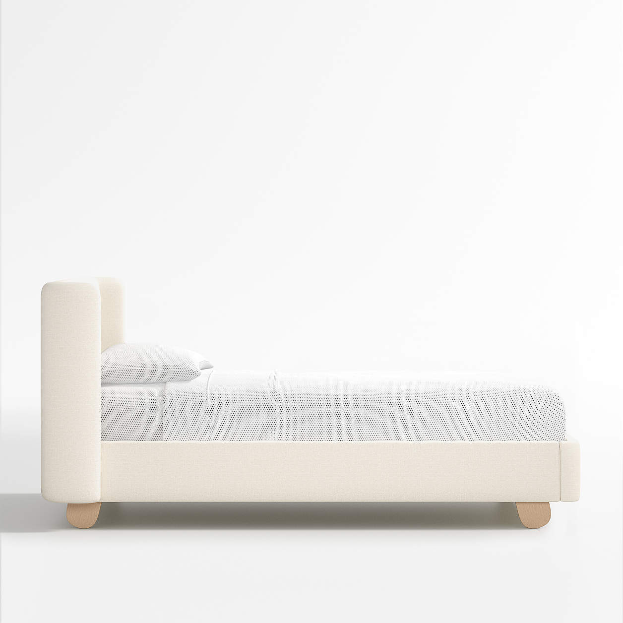 Soft Pearl Ivory Hued Kids Small Hydraulic Storage Bed