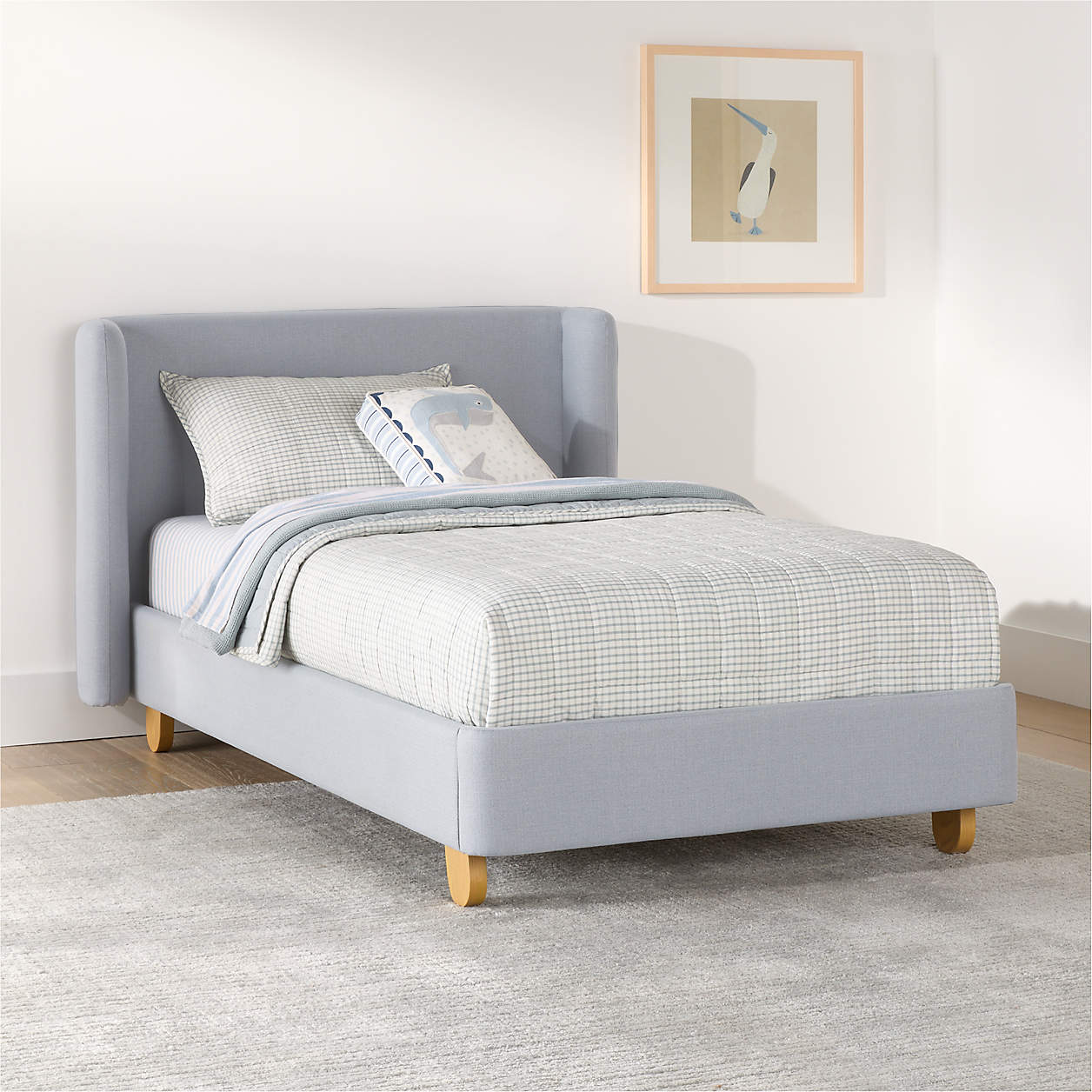 Baby Sky Blue Hued Kids Big Hydraulic Storage Bed
