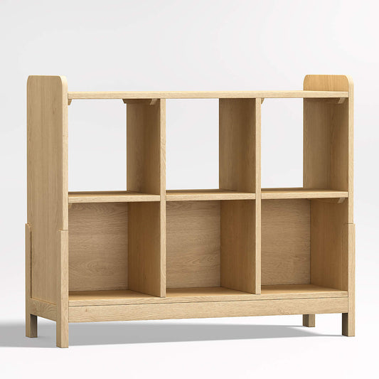 Rue 40" Natural Wood 6-Cube Low Bookcase