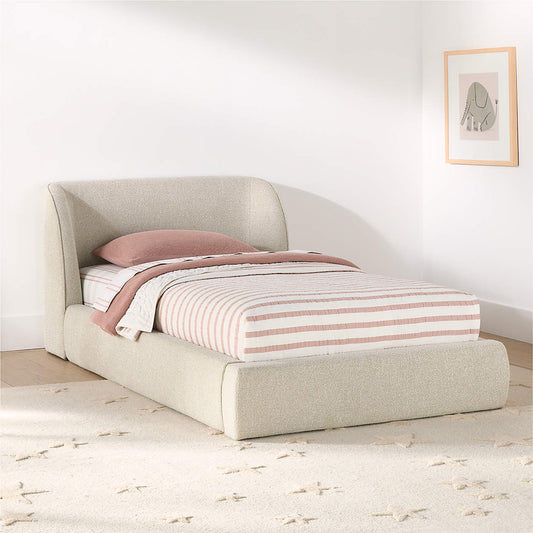Baby Breeze Cream Boucle Kids Big Hydraulic Storage Bed