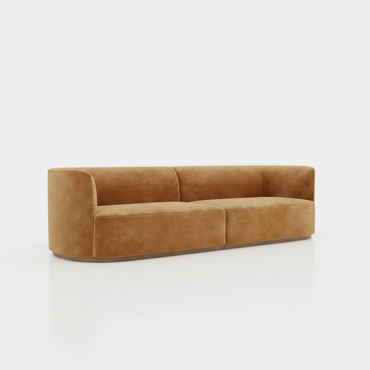 Minimalist Curved Sofa With Soft Feminine Silhouette In High-Resistant Velvet