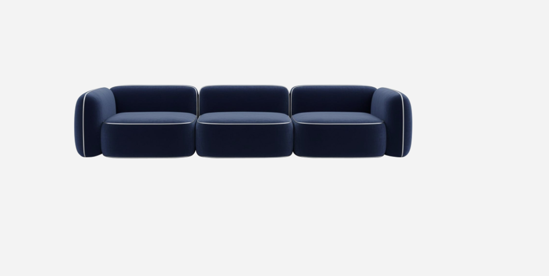 Contemporary Voluminous 3-Seater Sofa With Rounded Contours By Carlos Soriano