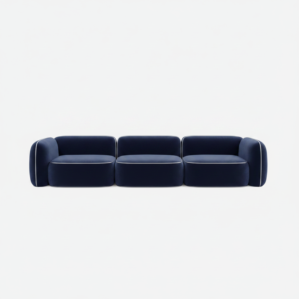 Contemporary Voluminous 3-Seater Sofa With Rounded Contours By Carlos Soriano