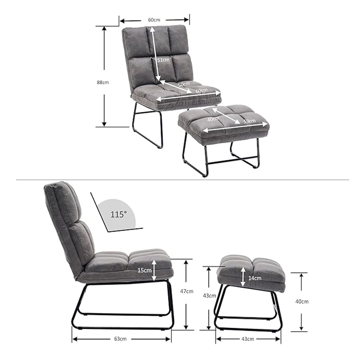 Shop Now Chair With Ottoman Set Grey Online