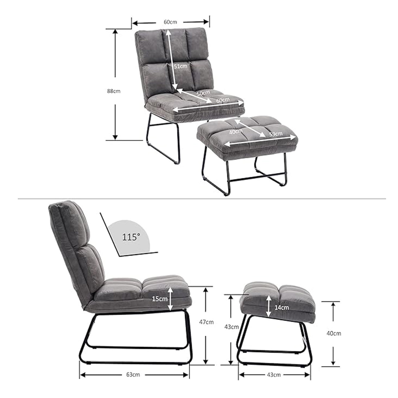 Shop Now Chair With Ottoman Set Grey Online