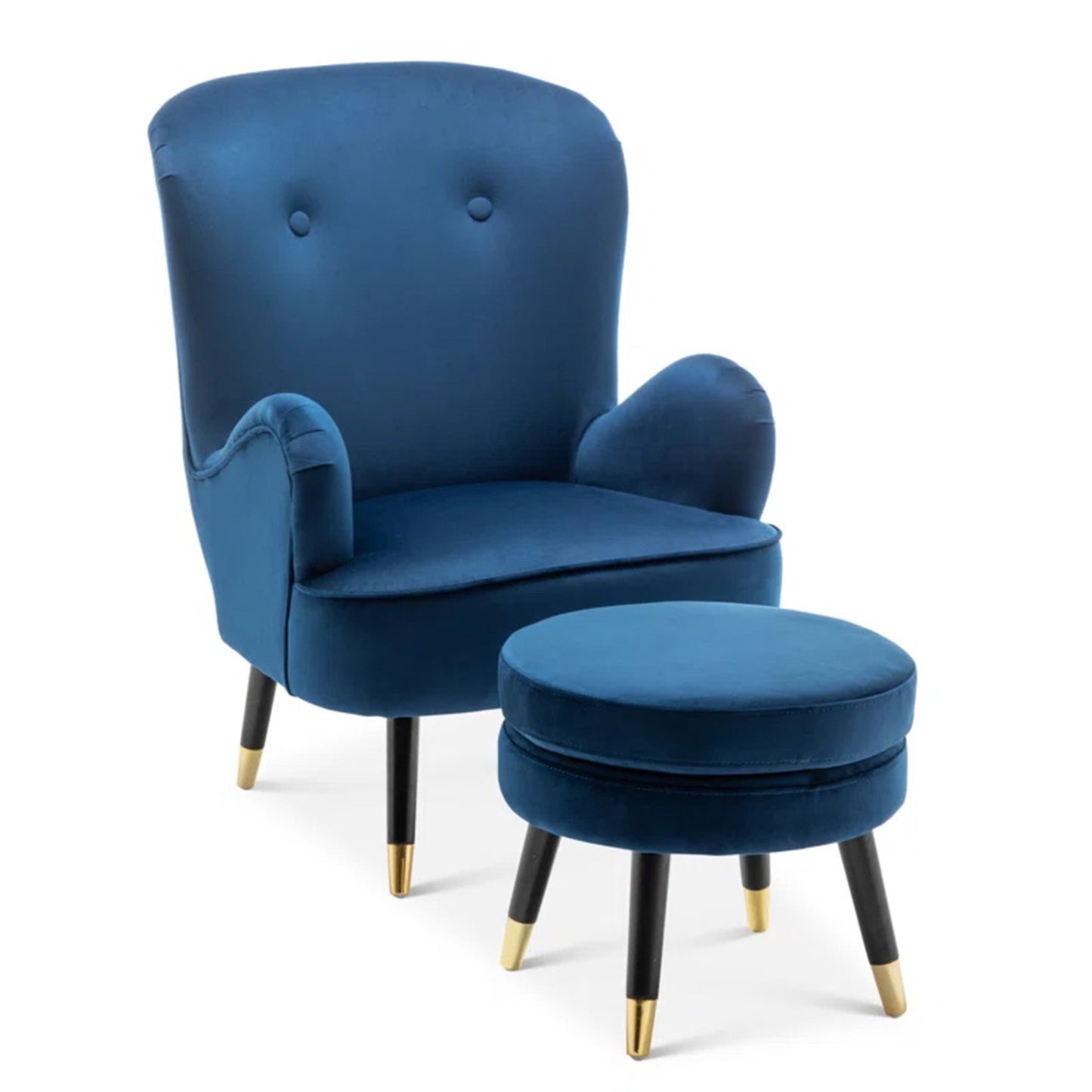 Shop Now Online Chair With Ottoman Footrest Blue Best Price
