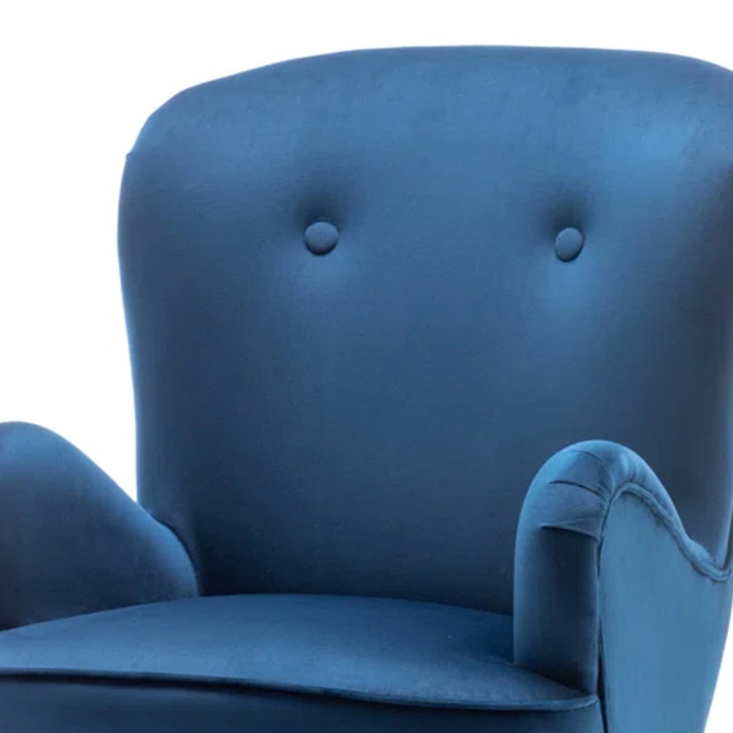 Shop Now Online Velvet Barrel Chair With Ottoman Footrest Blue