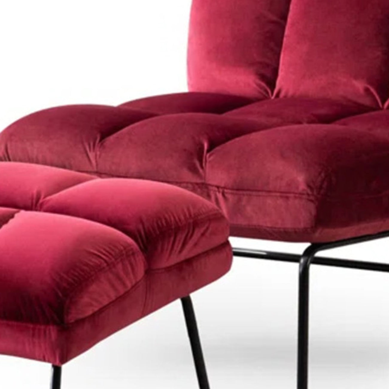Shop Now Online Velvet Chair With Ottoman Set Red India Store