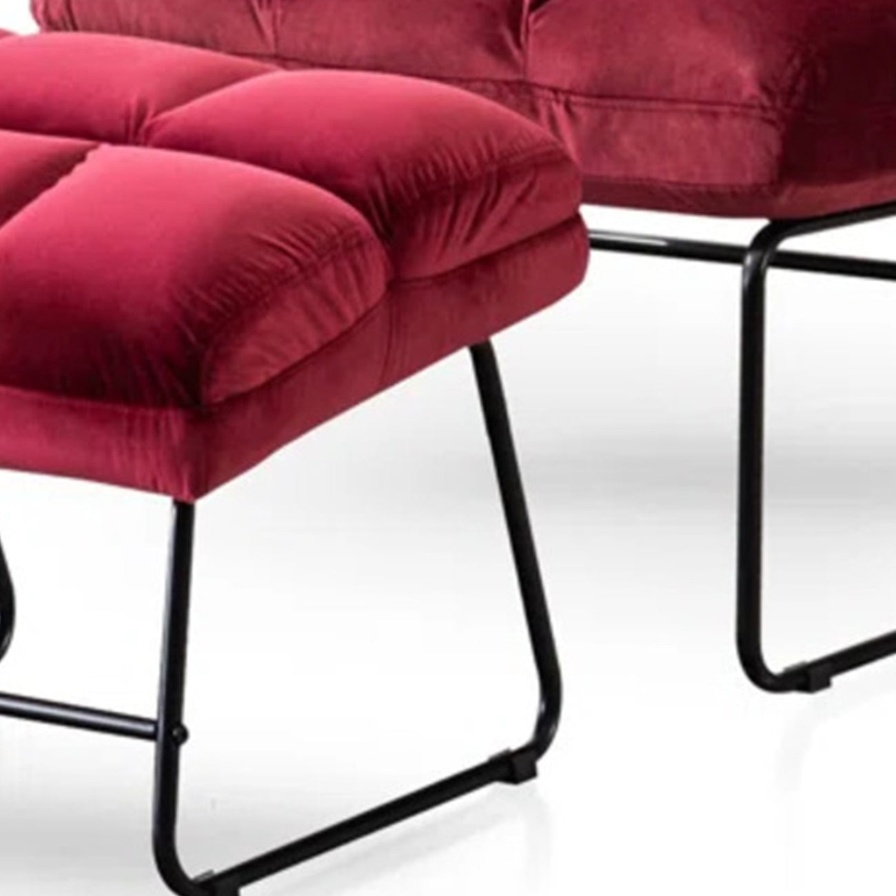 Shop Now Velvet Chair With Ottoman Set Red Online