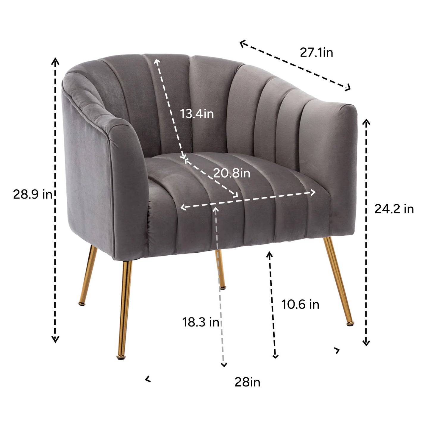 Shop Now Velvet Stitch Lounge Chair Grey Online 