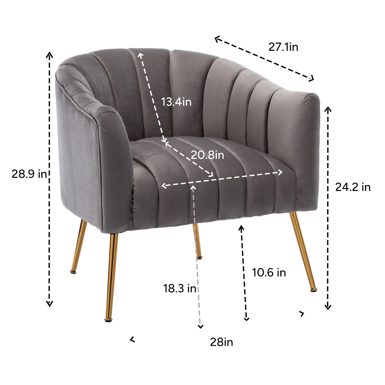 Shop Now Velvet Stitch Lounge Chair Grey Online 