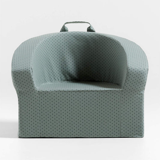 Sage Green Textured Organic Cotton Kids Lounge Chair