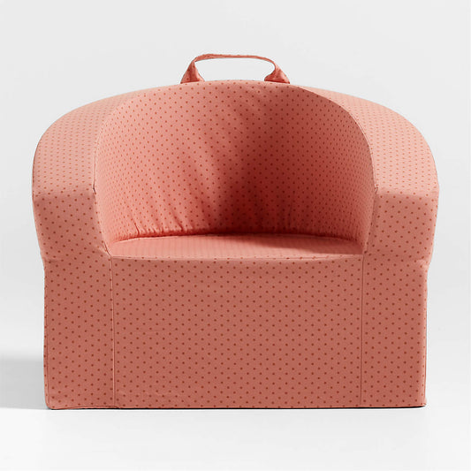 Coral Peach Textured Organic Cotton Kids Lounge Chair