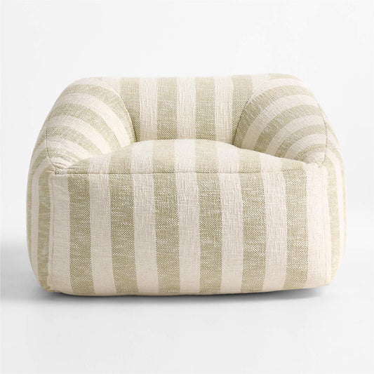 Cream Stripe Organic Cotton Kids Sofa Chair