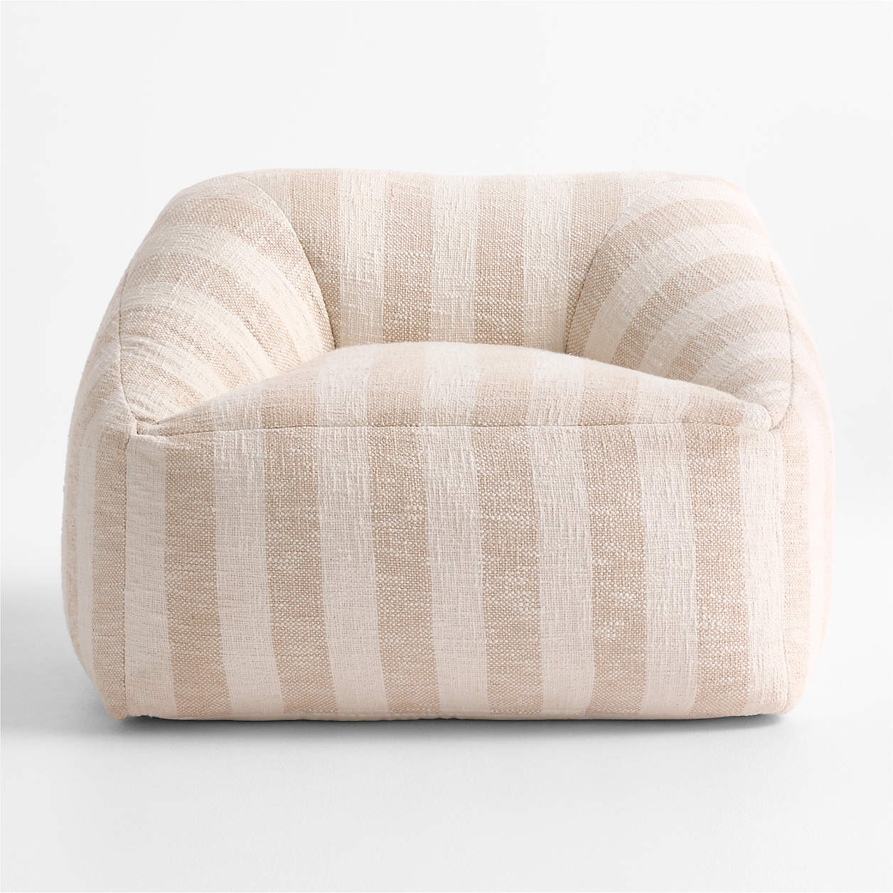 Beige Stripe Organic Cotton Kids Sofa Chair